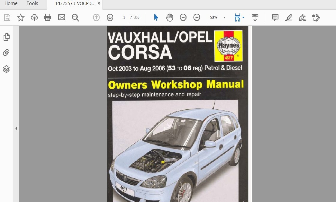 Vauxhall Opel Corsa C Manual 20032006 year in PDF/scanned/