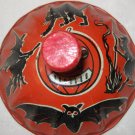 Vintage Kirchhof Metal Noisemaker Black Cat and Witch "Life of the Party"