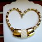 Vintage Marked Napier Chunky Goldtone & Ivory Color Bead Choker-Necklace