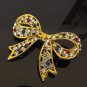 Fruit Salad Rhinestone Vintage Brooch - Bow Shaped