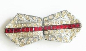 Art Deco Antique Vintage Red Diamond Belt Buckle