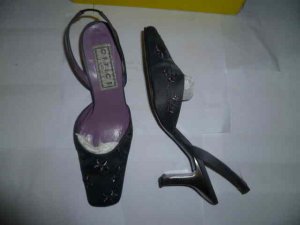 OFFICE Grey Embroidered/Satin shoes