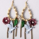 Beautiful Bird in Flower Earrings