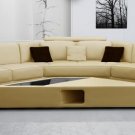 Modern Beige Leather Sectional Sofa