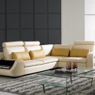 Modern Beige Leather Sectional Sofa