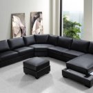 Ritz - Modern Black Bonded Leather Sectional Sofa Set