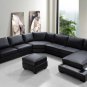 Ritz - Modern Black Bonded Leather Sectional Sofa Set