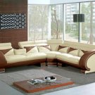 7392 - Modern Beige&Brown Leather Sectional Sofa