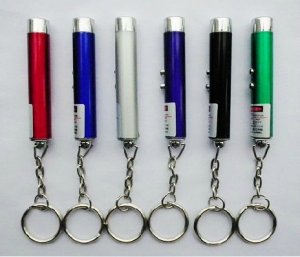 5mW Powerful RED Laser Pen Pointer LED Flashlight Cash-check Lamp 3 in 1 with Keychain