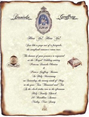 FairyTale Castle Cinderella Wedding Scroll Invitations