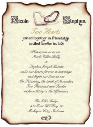 Hearts Love Valentines Wedding Scroll Invitations