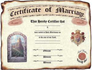 Wedding Favors Keepsake Certificate Renaissance Castle