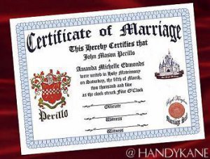 Wedding Favors Keepsake Certificate Renaissance