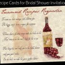 Tuscan Amore Bridal Shower Wedding Favors Recipe Cards