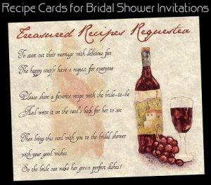 Tuscan Amore Bridal Shower Wedding Favors Recipe Cards