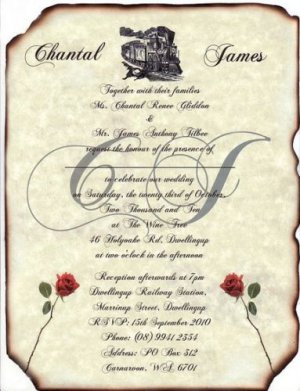 Train Locomotive Wedding Invitations Scrolls