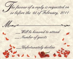 Red Heart Rose Petal Wedding Favor Response Cards