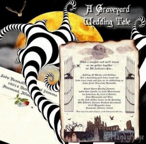 Gothic Halloween Wedding Invitations Scrolls Party