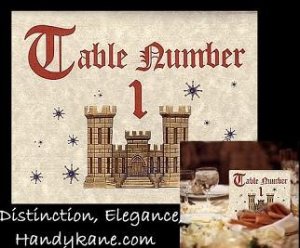 Royal Scroll Theme Wedding Favors Table Number Cards