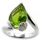 Sterling Silver 925 Fashion Jewelry Ring With Peridot  Cubic Zirconia Stone