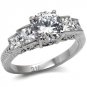 Stainless Steel Lady's Engagement Ring With Clear Cubic Zirconia, Sz 5,6,7,8,9,10_RI05838