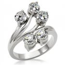 Stainless Steel Lady's Cocktail Branch Ring W/ Clear CZ, Sz 5, 6, 7 ,8, 9,10