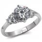 Stainless Steel Lady's Engagement Ring W/ Clear Round CZ, Sz 5,6,7,8,9,10