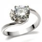Stainless Steel Lady's Swirl Engagement Ring W/ Clear CZ , Sz 5,6,7,8,9,10