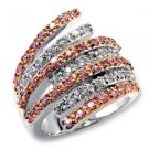 Pink And Clear CZ , Rose Gold , Two Tone, Cocktail Pave Ring, Size 5,6,7,8,9,10