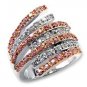 Pink And Clear CZ , Rose Gold , Two Tone, Cocktail Pave Ring, Size 5,6,7,8,9,10