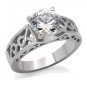 Stainless Steel Lady's Engagement Ring W/ Clear Round CZ , Size 5,6,7,8,9,10
