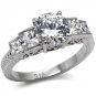 Stainless Steel Engagement Ring W/ Round & Princess  Cut CZ , Size 6,8,10