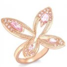 Rose Gold Flower Cocktail Ring With Rose Marquise CZ, Size 5,6, 7,8,9,10
