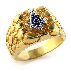 Men's Two Tone Gold Nugget Masonic Ring,  Size  8,9,10,11