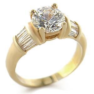2 Ct Gold Plated Clear Round CZ  Engagement, Wedding Ring, Size 5,6,7,8,9,10