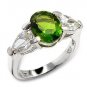 3 Carat Peridot Oval CZ Sterling Silver 925 Wedding Cocktail Ring,  Size  6 9,10