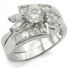 Lady's Engagement Wedding Ring Set W/ Clear 1.5 Carat Round CZ, Size 6,7,8,9,10