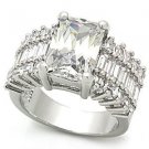 4 Carat Engagement, Wedding Ring With Clear Emerald Cut CZ, Size 5,6,7,8,9
