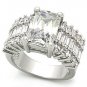 4 Carat Engagement, Wedding Ring With Clear Emerald Cut CZ, Size 5,6,7,8,9