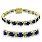 7" Bracelet W/ Montana Sapphire Oval Cut CZ, September Birthstone, Gold Plating