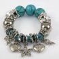 SILVER DESIGN TURQUOISE ROUND BEADS BRACELET