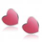 Stainless Steel Pink Heart Earrings Stud, High Polished, No Coating