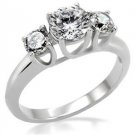 0.8  Ct Clear Round CZ Stainless Steel  Engagement, Wedding Ring, Size 5,8,9,10