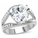 6 Ct Clear Heart CZ Stainless Steel Engagement, Wedding Ring, Size 5,6,7,8,10