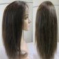Indian Remy Human Hair Wigs Lace front 14Inches silk Straight off Black and dark Brown free shipping