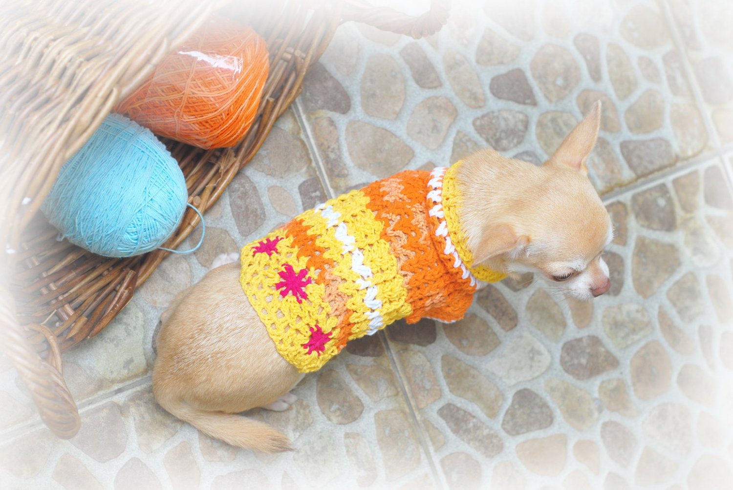 Handmade Hand Crochet Dog Clothes Puppy Sweater Myknitt D811 XXS