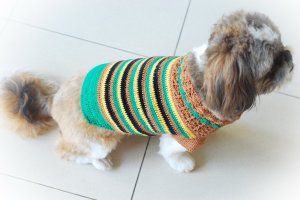Handmade Hand Crocet Knit Baby Dog Sweater Clothes Myknitt D813 XXS