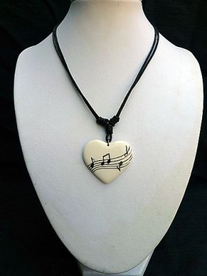 Music notes ceramic pendant - B