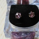 Checkerboard Faceted Round Rubellite Tourmaline Earrings
