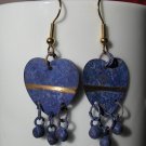 Purple Heart Pierced Earrings Upcycled from Vintage Jewelry - Gold Tone Handmade